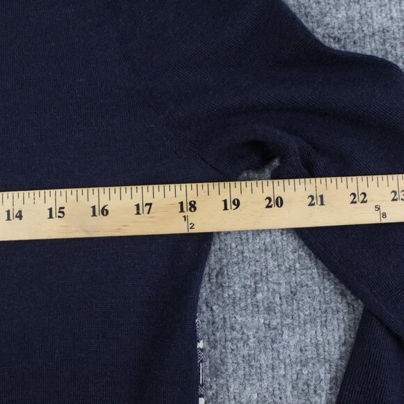 Tory Burch Sweater Medium Turtleneck Chain Link Wool Blend Navy Luxury Winter - Picture 6 of 12